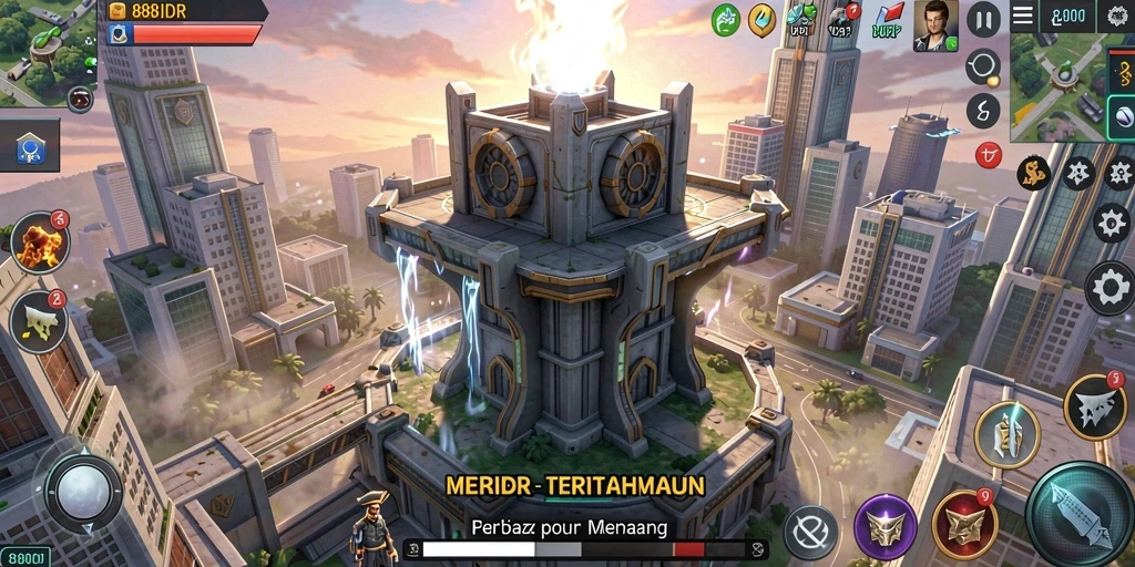Tampilan gameplay menara yang mendebarkan di 888IDR.