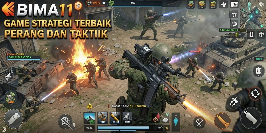 Screenshot BIMA11 menunjukkan pertempuran strategis yang mendebarkan antara dua pasukan.