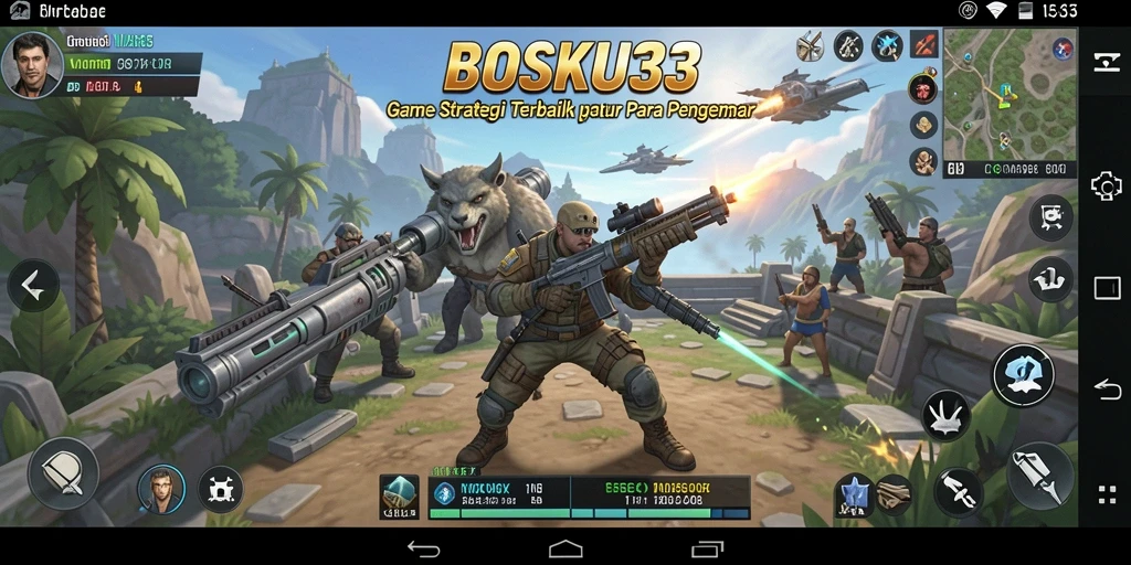 Screenshot gameplay BOSKU33 menampilkan aksi pertempuran yang mendebarkan.
