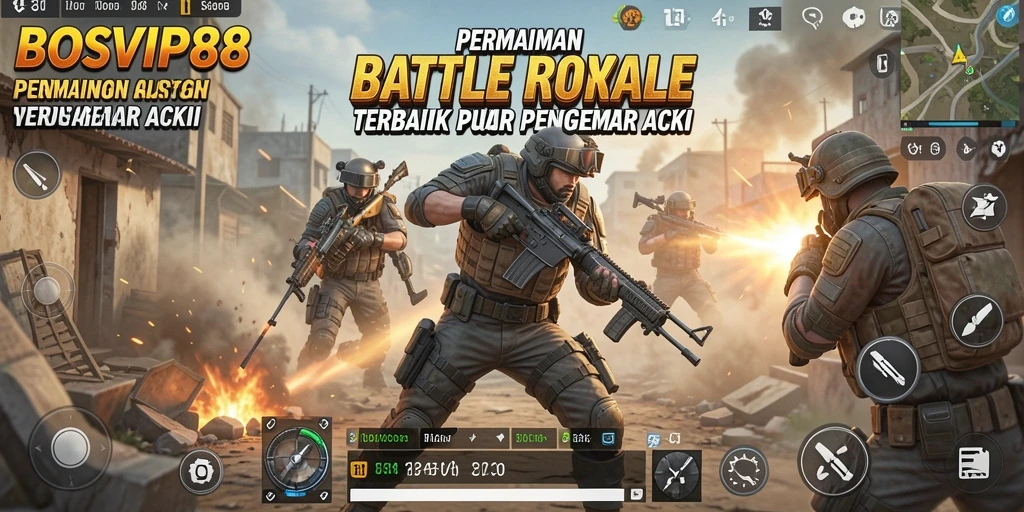Gameplay seru dari BOSVIP88 dalam pertempuran Battle Royale.
