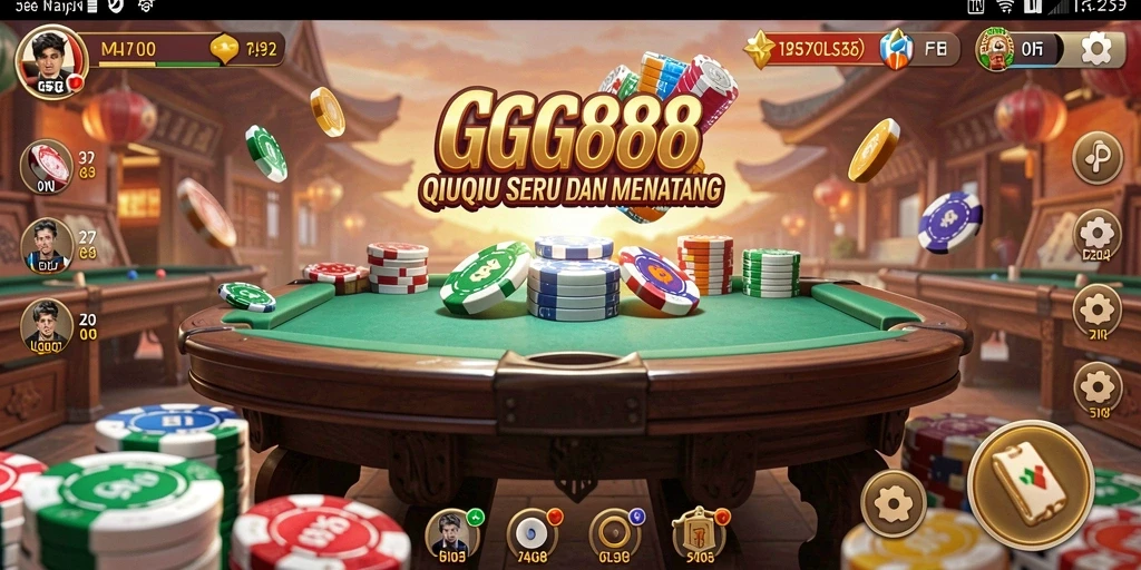 Screenshot gameplay GGG888 menunjukkan momen seru saat bermain QiuQiu.