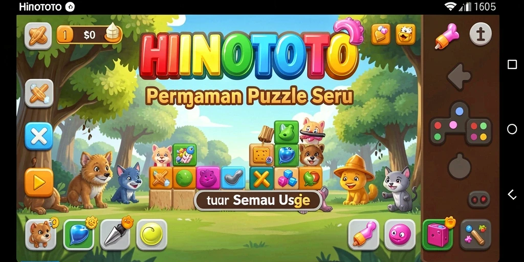 Tampilan gameplay dari game Puzzle HINOTOTO yang seru dan menantang.