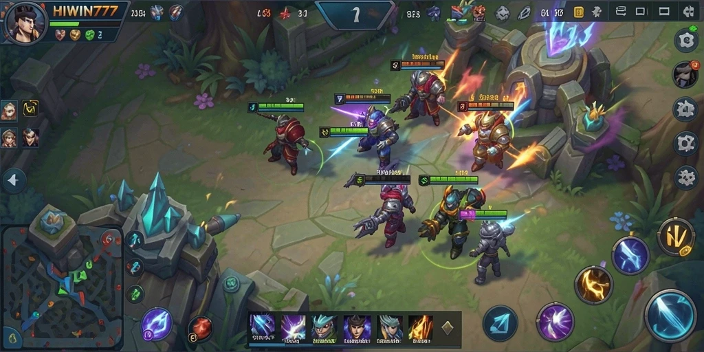 Tangkapan layar gameplay MOBA yang penuh aksi.