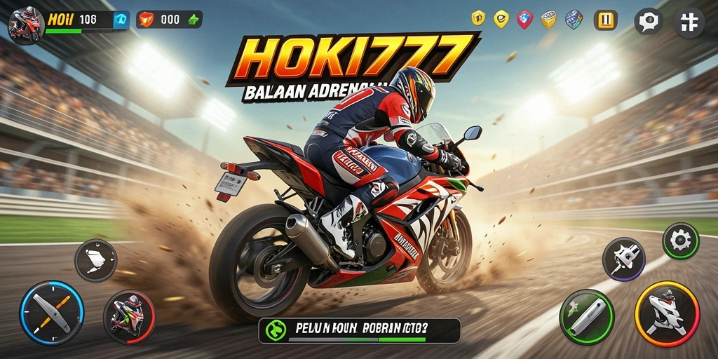 Screenshot HOKI777 menampilkan balapan motor yang seru dan penuh aksi.