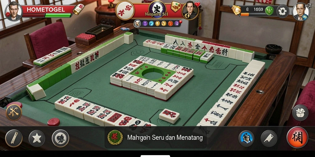 Screenshot utama HOMETOGEL menampilkan gameplay Mahjong yang menarik.