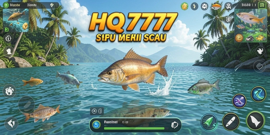 Screenshot menampilkan gameplay memancing yang menarik di HQ777.