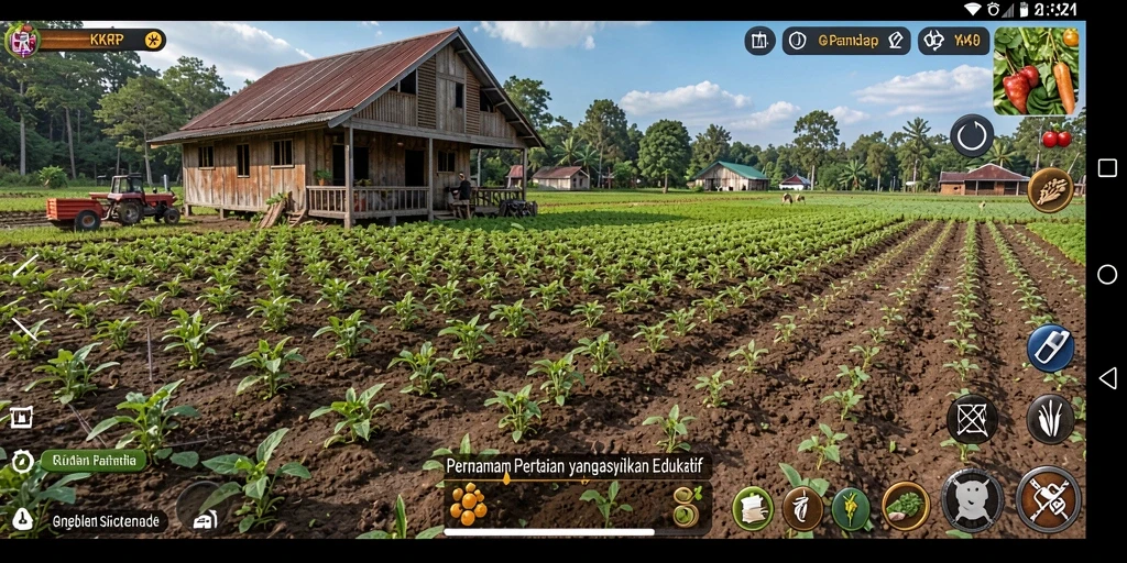 Screenshot gameplay KKRP menampilkan aktivitas bertani yang seru dan interaktif.