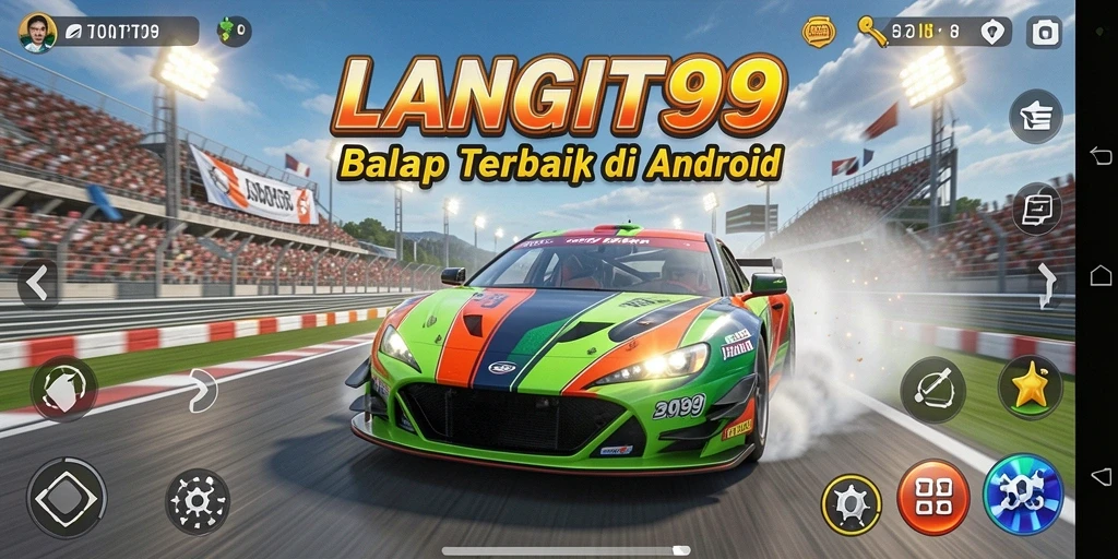 Screenshot LANGIT99 menampilkan aksi balap yang mendebarkan.