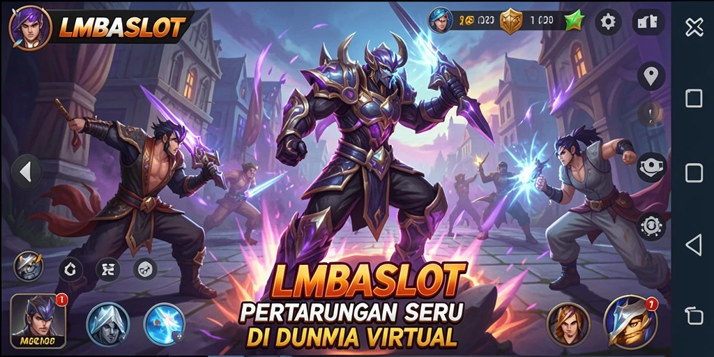 Tangkapan layar menunjukkan aksi pertarungan seru di LMBASLOT dengan karakter khas.