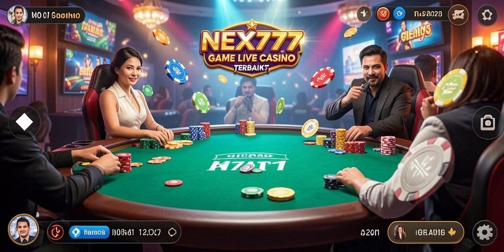 Gameplay menarik NEX777 dengan dealer dan pemain nyata.