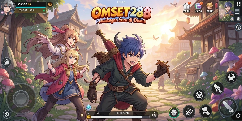 Screenshot utama OMSET288 menampilkan pertarungan karakter Anime yang mendebarkan.