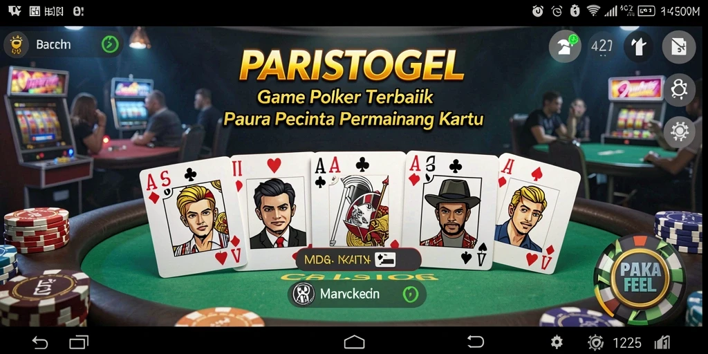 Tampilan screenshot utama PARISTOGEL menampilkan gameplay Poker yang seru.