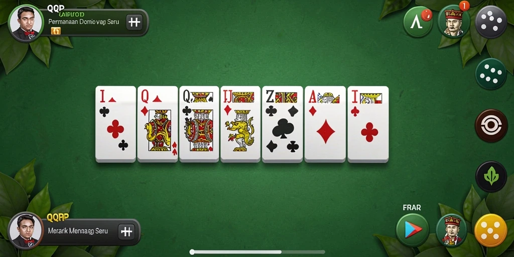 Screenshot utama QQRP menampilkan gameplay domino yang seru.