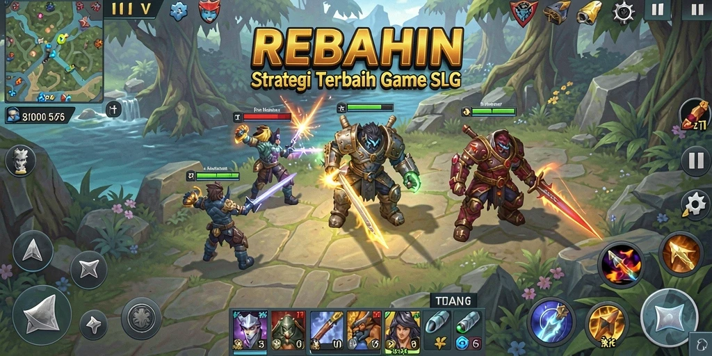 Tampilan gameplay menarik dalam REBAHIN yang menunjukkan strategi pertempuran.