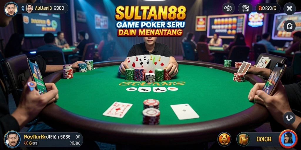 Tangkapan layar dari gameplay poker yang mendebarkan di SULTAN88.
