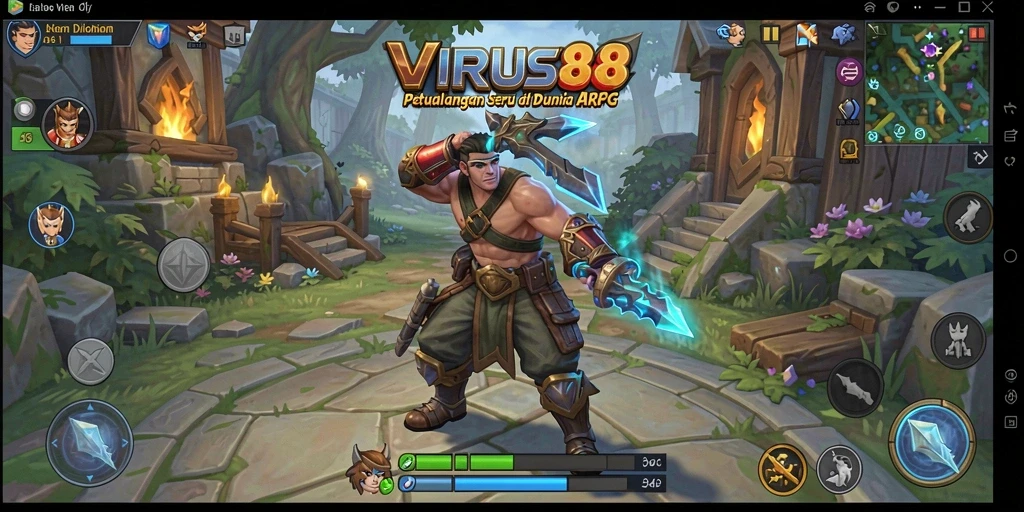 Tampilan gameplay seru dari VIRUS88 yang penuh aksi ARPG.